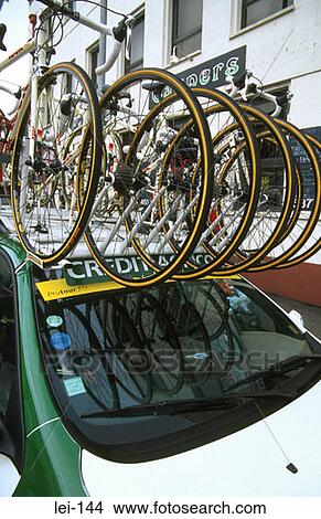 Bikes on Roof of Bicycle Team Car View Large Photo Image Picture - Bikes on Roof of Bicycle Team Car. Fotosearch