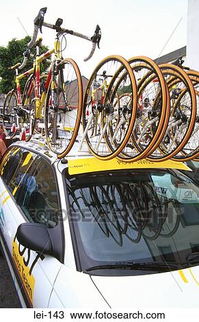 Bikes on Roof of Bicycle Team Car View Large Photo Image Stock Image - Bikes on Roof of Bicycle Team Car. Fotosearch