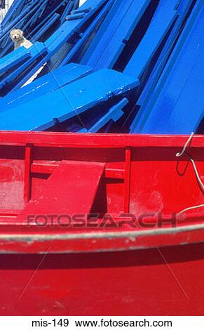 Stock Photo - Brightly Pained Boats. Fotosearch