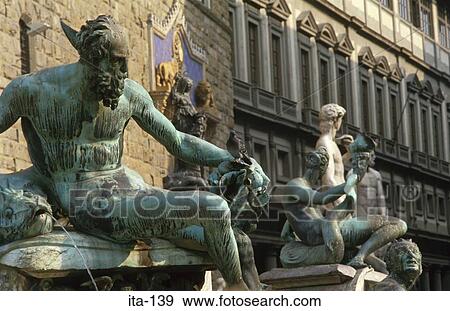Stock Photo - Bronze Statue Outside Palazzo Vecchio Florence Italy. Fotosearch