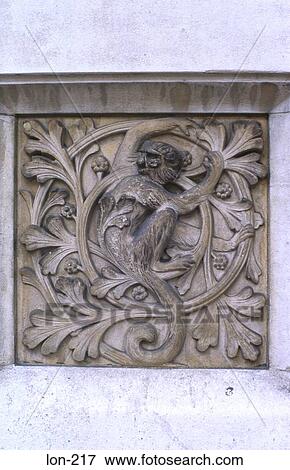 Stock Photo - Carving of a Monkey Natural History Museum London UK. Fotosearch