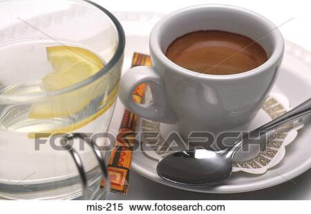 Stock Photography - Close Up of Water and Espresso. Fotosearch