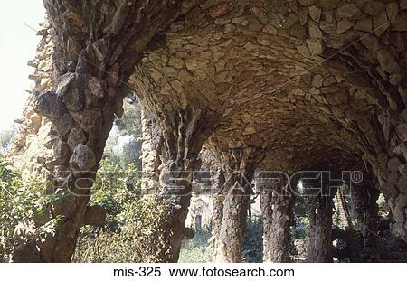 Colonnade in Parc Guell Barcelona Spain View Large Photo Image Stock Photography - Colonnade in Parc Guell Barcelona Spain. Fotosearch