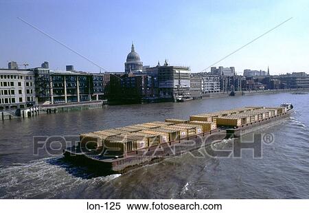 Container Barges on the Thames London UK View Large Photo Image Stock Photography - Container Barges on the Thames London UK. Fotosearch