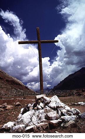 Cross and Cairn of White Rocks Argentinean Andes View Large Photo Image Stock Photography - Cross and Cairn of White Rocks Argentinean Andes. Fotosearch