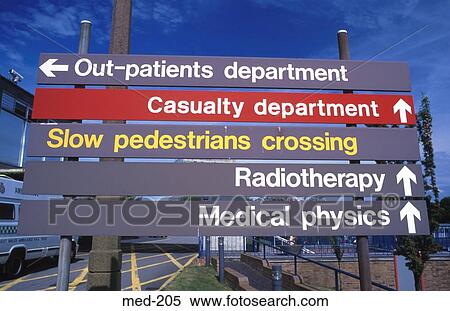 Stock Photography - Department Road Signs at Hospital. Fotosearch
