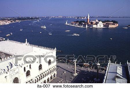 Doges Palace Isola di San Girgio Maggiore Venice View Large Photo Image Stock Photo - Doges Palace Isola di San Girgio Maggiore Venice. Fotosearch