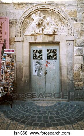 Stock Photo - Door and 4th Station of the Cross Jerusalem Israel. Fotosearch