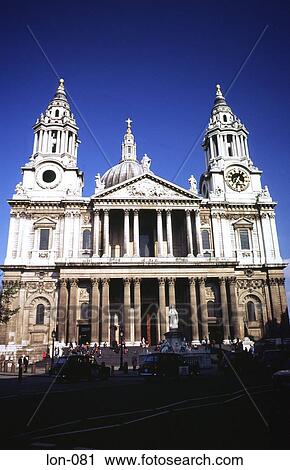 Stock Image - Entrance Front St Pauls Cathedral London England. Fotosearch