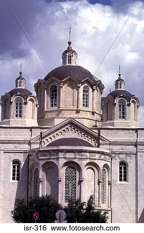Stock Photograph - Facade of the Church of the Holy Trinity Jerusalem. Fotosearch