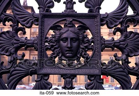 Face on Iron Gate Turin Italy Europe View Large Photo Image Stock Photo - Face on Iron Gate Turin Italy Europe. Fotosearch