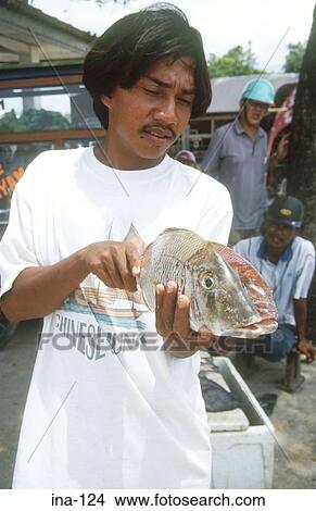 Fisherman Presenting Fish Bali View Large Photo Image Picture - Fisherman Presenting Fish Bali. Fotosearch