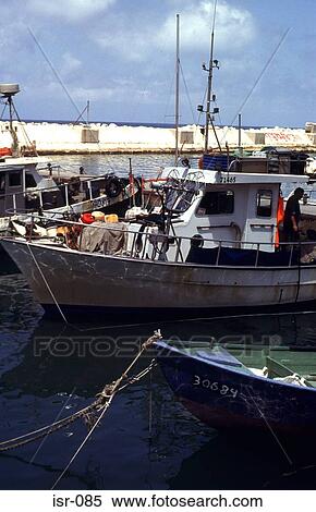 Stock Photography - Fishing Boat in Jaffa Harbour Israel. Fotosearch