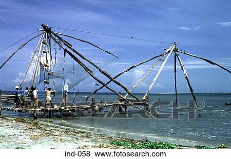 Stock Photo - Fishing Nets Cochin Goa India Asia. Fotosearch