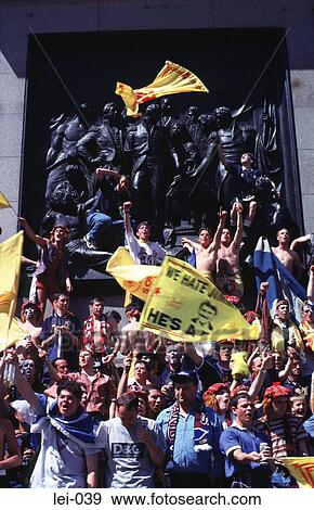 Stock Photo - Football Supporters with Flags UK. Fotosearch
