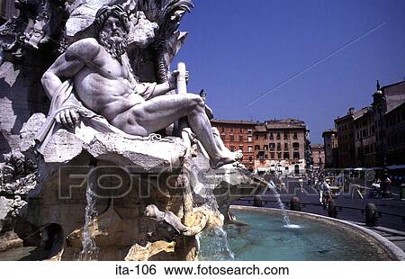 Fountain Statue in Piazza Navana Rome Italy View Large Photo Image Stock Photograph - Fountain Statue in Piazza Navana Rome Italy. Fotosearch