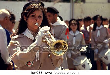 Girl Playing Trumpet in Scout Parade Jaffa Israel View Large Photo Image Stock Photo - Girl Playing Trumpet in Scout Parade Jaffa Israel. Fotosearch