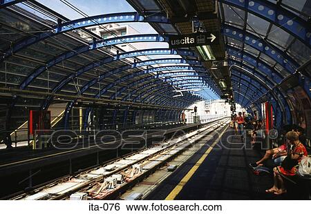 Stock Photograph - Glass Roof of Genoa Metro Station Italy Europe. Fotosearch