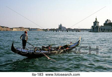 Gondola on Open Water Venice Italy View Large Photo Image Stock Image - Gondola on Open Water Venice Italy. Fotosearch