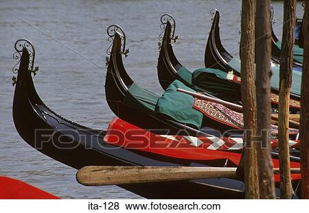 Gondolas in a Line Venice Italy View Large Photo Image Stock Photo - Gondolas in a Line Venice Italy. Fotosearch