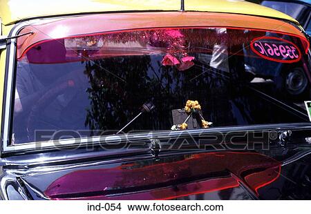 Graphic View of Taxi Windscreen Bombay India Asia View Large Photo Image Picture - Graphic View of Taxi Windscreen Bombay India Asia. Fotosearch