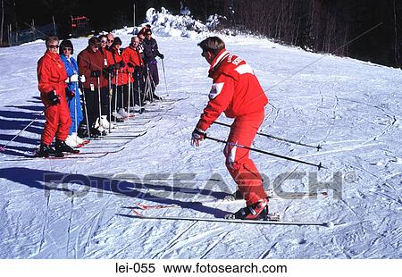 Group of Skiers with Instructor View Large Photo Image Stock Photography - Group of Skiers with Instructor. Fotosearch