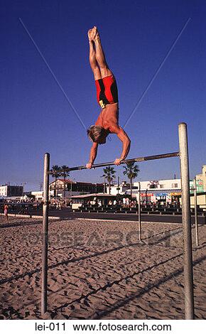 Gymnast on Venice Beach Los Angeles USA View Large Photo Image Stock Image - Gymnast on Venice Beach Los Angeles USA. Fotosearch