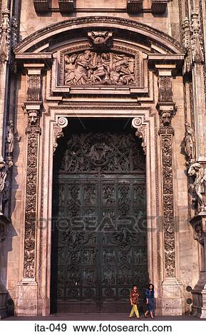 Huge Door to Duomo Cathedral Milan Italy View Large Photo Image Stock Photo - Huge Door to Duomo Cathedral Milan Italy. Fotosearch