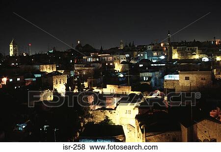 Jerusalem at Night Israel View Large Photo Image Stock Photo - Jerusalem at Night Israel. Fotosearch