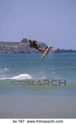 Kite Surfer Jumping View Large Photo Image Stock Photo - Kite Surfer Jumping. Fotosearch