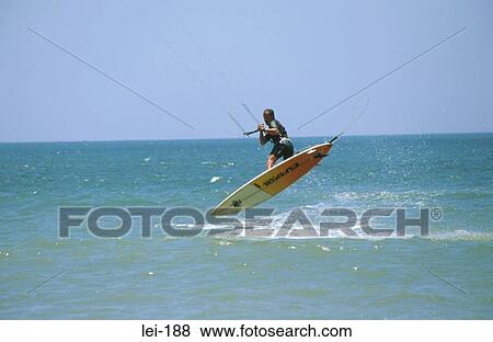 Kite Surfer Jumping View Large Photo Image Stock Photo - Kite Surfer Jumping. Fotosearch