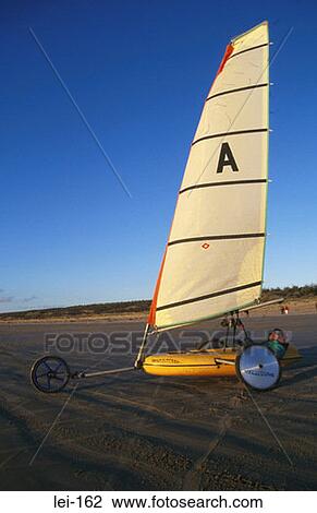 Stock Image - Land Yacht on Beach. Fotosearch