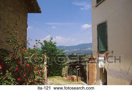 Lane Between Two Old Buildings Tuscany Italy View Large Photo Image Stock Image - Lane Between Two Old Buildings Tuscany Italy. Fotosearch