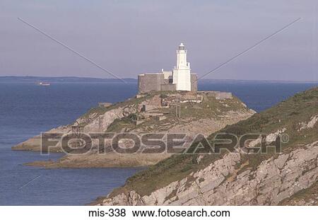 Stock Photo - Lighthouse The Mumbles Wales UK. Fotosearch