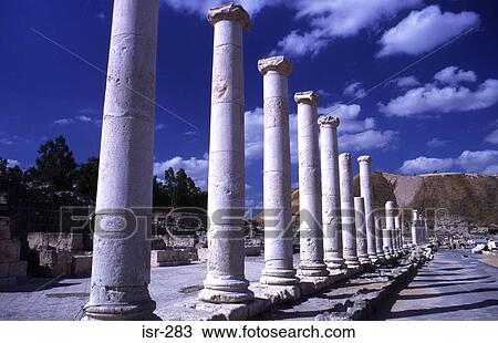 Line of Ancient Columns Bet-She'an Israel View Large Photo Image Stock Image - Line of Ancient Columns Bet-She'an Israel. Fotosearch