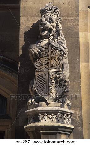 Stock Photo - Lion Statue outside the Houses of Parliament London UK. Fotosearch