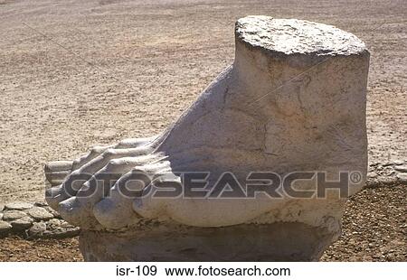 Stock Photo - Marble Foot from Roman Statue Caesarea Israel. Fotosearch
