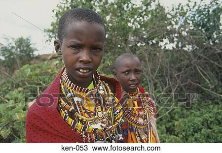 Stock Image - Masai Children Kenya. Fotosearch