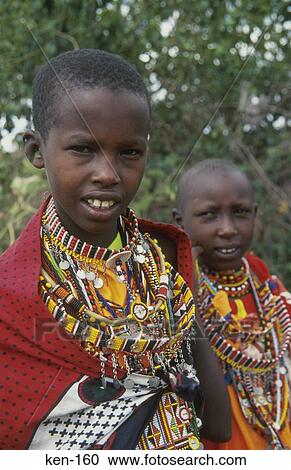 Stock Image - Masai Children Kenya. Fotosearch