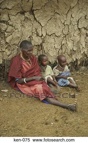 Stock Photography - Masai Family Masai Mara National Reserve Kenya. Fotosearch