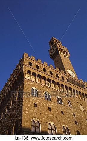 Medieval Tower of Palazzo Vecchio Florence Italy View Large Photo Image Stock Photograph - Medieval Tower of Palazzo Vecchio Florence Italy. Fotosearch