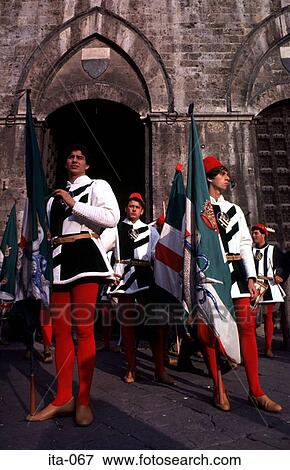 Stock Photo - Men in Traditional Costume Siena Italy Europe. Fotosearch