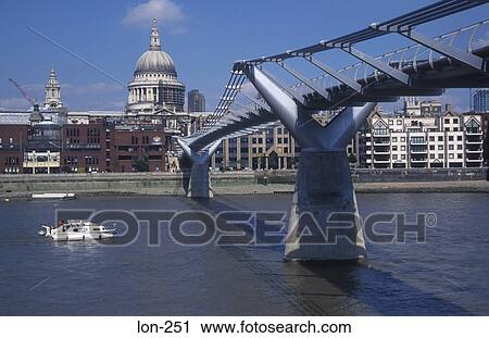 Millennium Bridge and St Paul's Cathedral London UK View Large Photo Image Stock Image - Millennium Bridge and St Paul's Cathedral London UK. Fotosearch