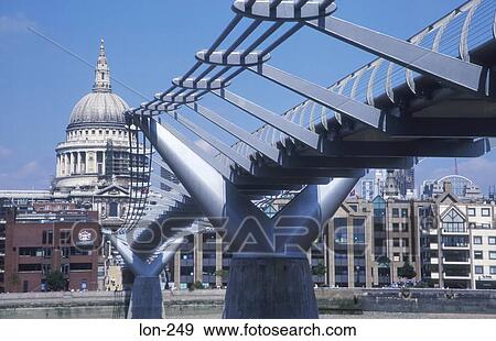 Millennium Bridge and St Paul's Cathedral London UK View Large Photo Image Stock Photo - Millennium Bridge and St Paul's Cathedral London UK. Fotosearch