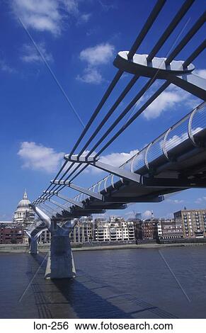 Millennium Bridge and St Paul's Cathedral London UK View Large Photo Image Stock Photograph - Millennium Bridge and St Paul's Cathedral London UK. Fotosearch