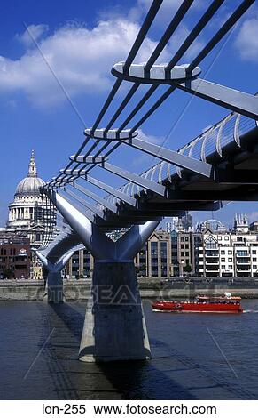 Millennium Bridge and St Paul's Cathedral London UK View Large Photo Image Stock Photography - Millennium Bridge and St Paul's Cathedral London UK. Fotosearch