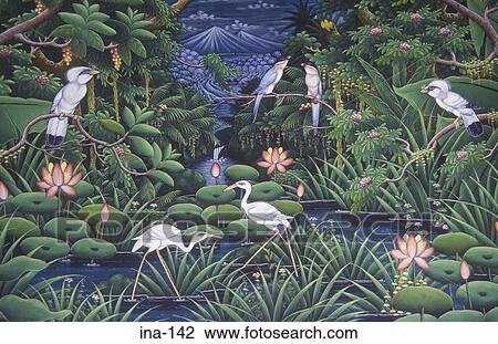 Mural of Birds Bali View Large Photo Image Stock Image - Mural of Birds Bali. Fotosearch