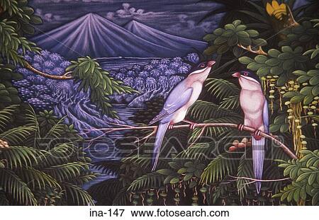 Stock Photo - Mural of Birds Bali. Fotosearch