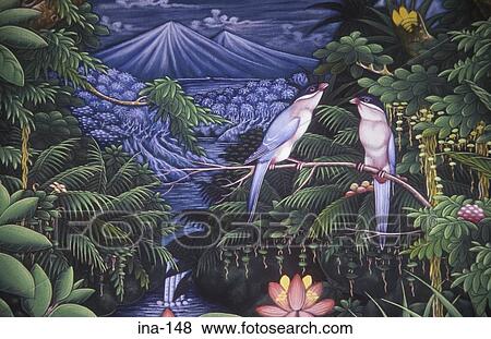 Mural of Birds Bali View Large Photo Image Stock Photo - Mural of Birds Bali. Fotosearch
