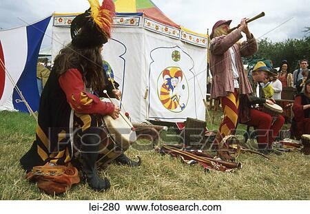 Stock Image - Musicians Tewkesbury Medieval Festival UK. Fotosearch